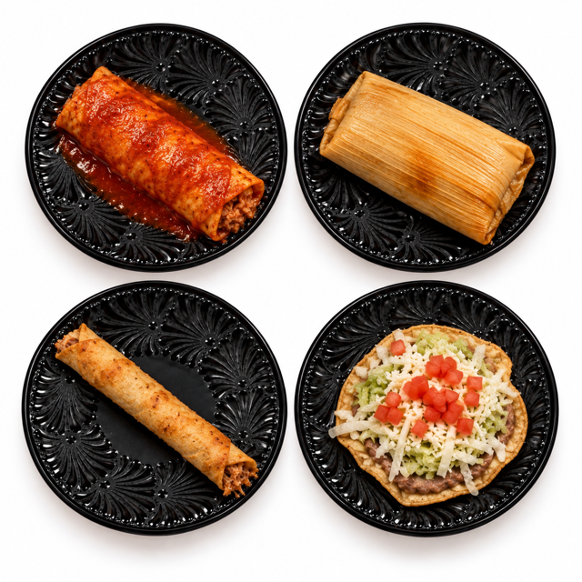Enchilada, Tamal, Flauta or Tostada.